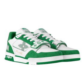 Louis Vuitton Trainer Sneaker Velcro Strap Monogram Denim Green 