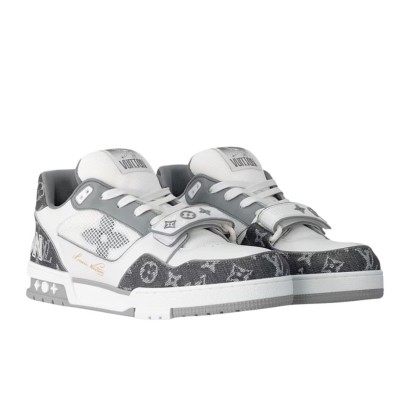 Louis Vuitton Trainer Sneaker Velcro Strap Monogram Denim Grey