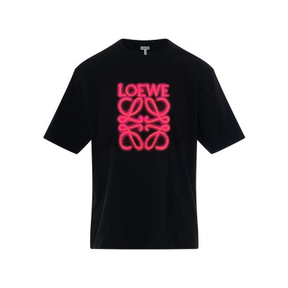 Loewe Anagram Neon Logo Regular Fit Tee Black