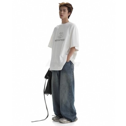 Masonprince MP Embroidery Logo Vintage Tee White