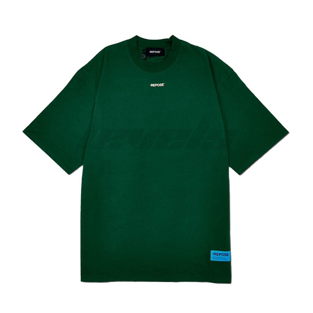 REPOSE Middle Logo Tee Pine Green