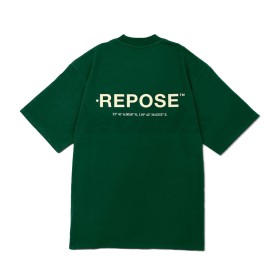 REPOSE Middle Logo Tee Pine Green