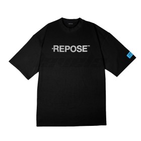 REPOSE Front Reflective Logo Tee Black