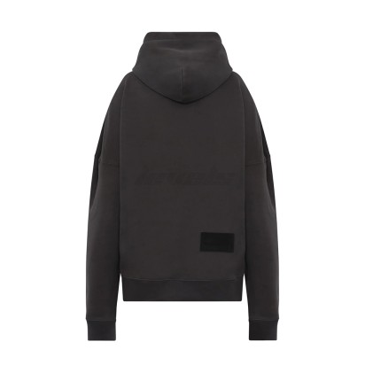 WE11DONE Embroidered Teddy Logo Hoodie Charcoal