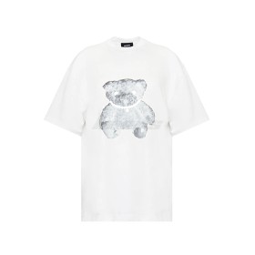 WE11DONE Pearl Necklace Teddy Logo Tee White