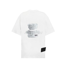 WE11DONE Pearl Necklace Teddy Logo Tee White