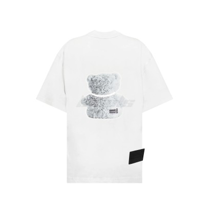 WE11DONE Pearl Necklace Teddy Logo Tee White